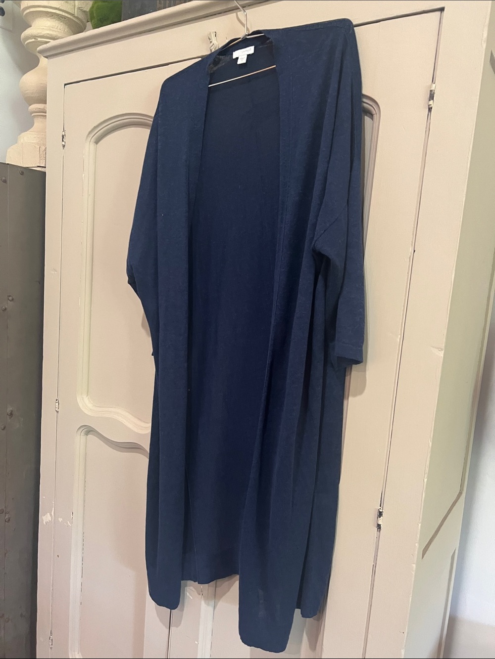 Navy Open-Front Long Cardigan